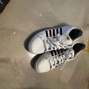 K-Swiss White and Red Athletic Shoes